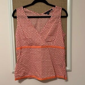 Orange and red floral sleeveless shirt. Boden. UK size 14.